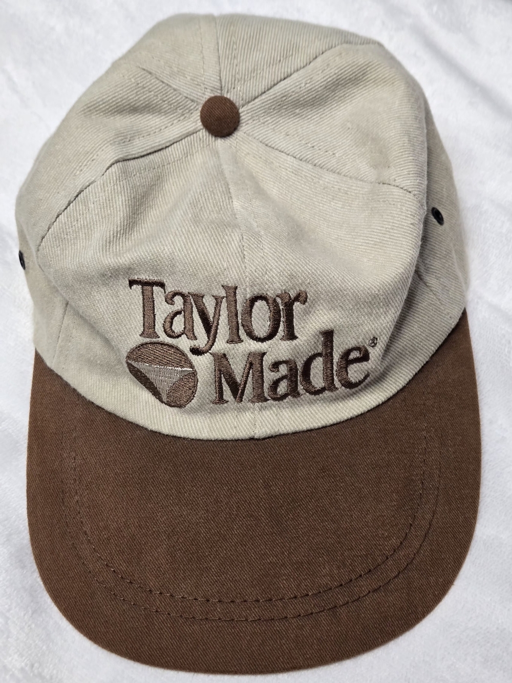 Vintage 90s TaylorMade Two-Tone Strapback Golf Hat Made In USA  Earth Tone